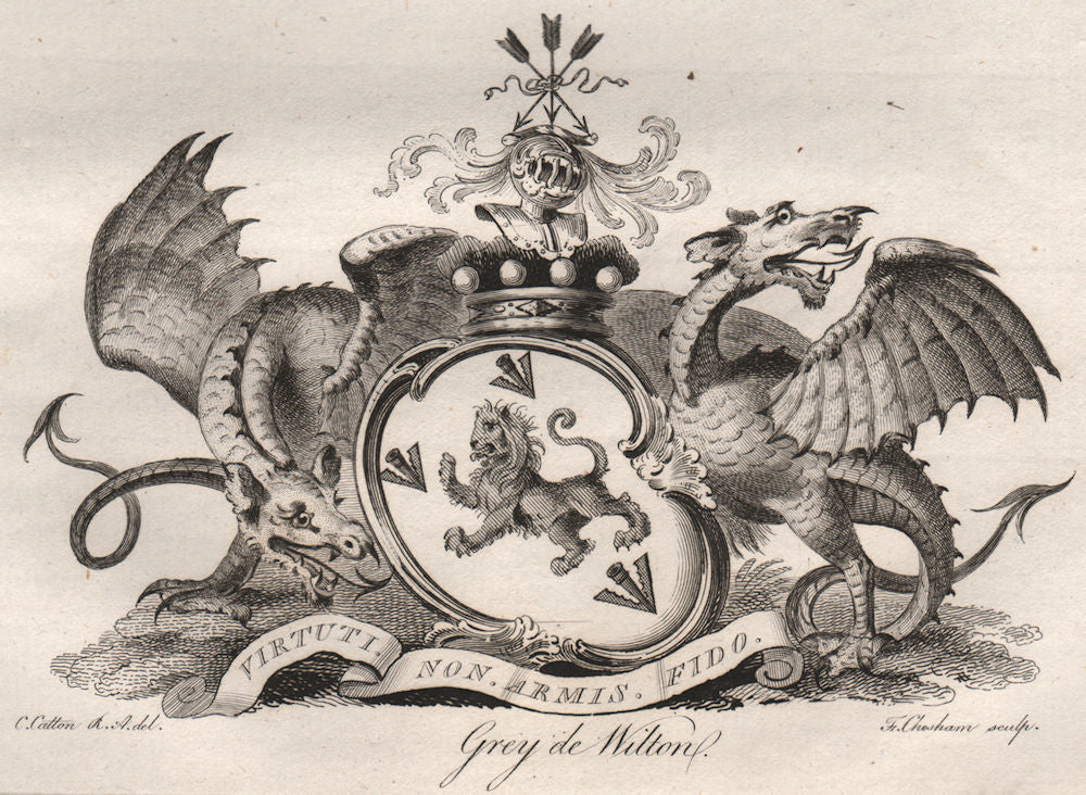 GREY DE WILTON. Coat of Arms. Heraldry 1790 old antique vintage print picture